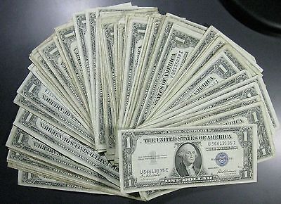 Lot of 25 Silver Certificate Dollar Bills Great for Flea Markets FREE P/H! Без бренда