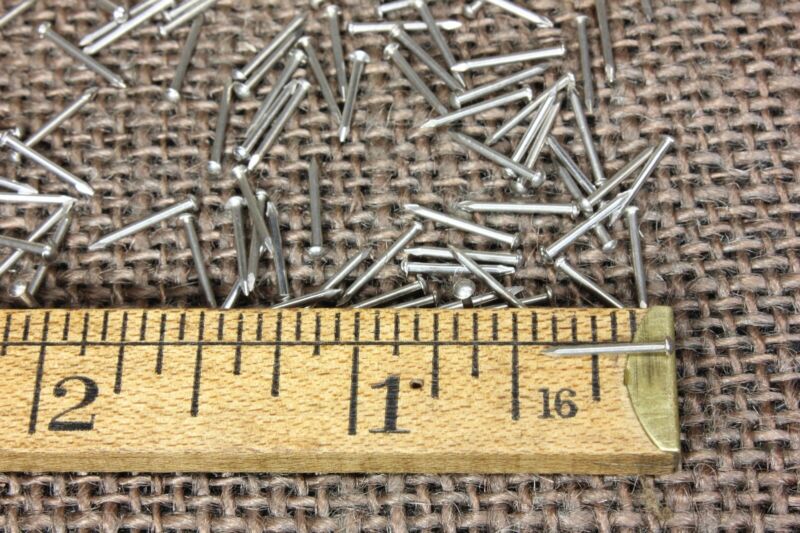 3/8” Nickel on solid BRASS BRADS 100 NAILS 20 gauge Escutcheon pins tiny head Без бренда