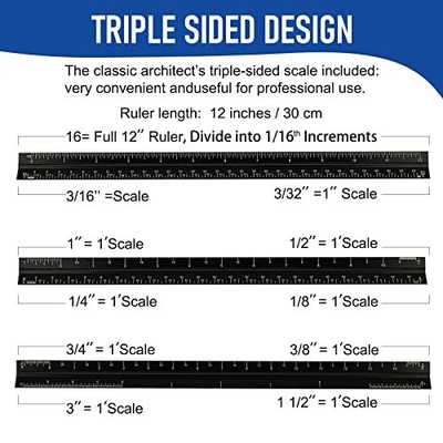 Architectural Scale Ruler for Blueprint, 12'' Metric Metal Engineers Triangle  Does not apply Does Not Apply - фотография #3