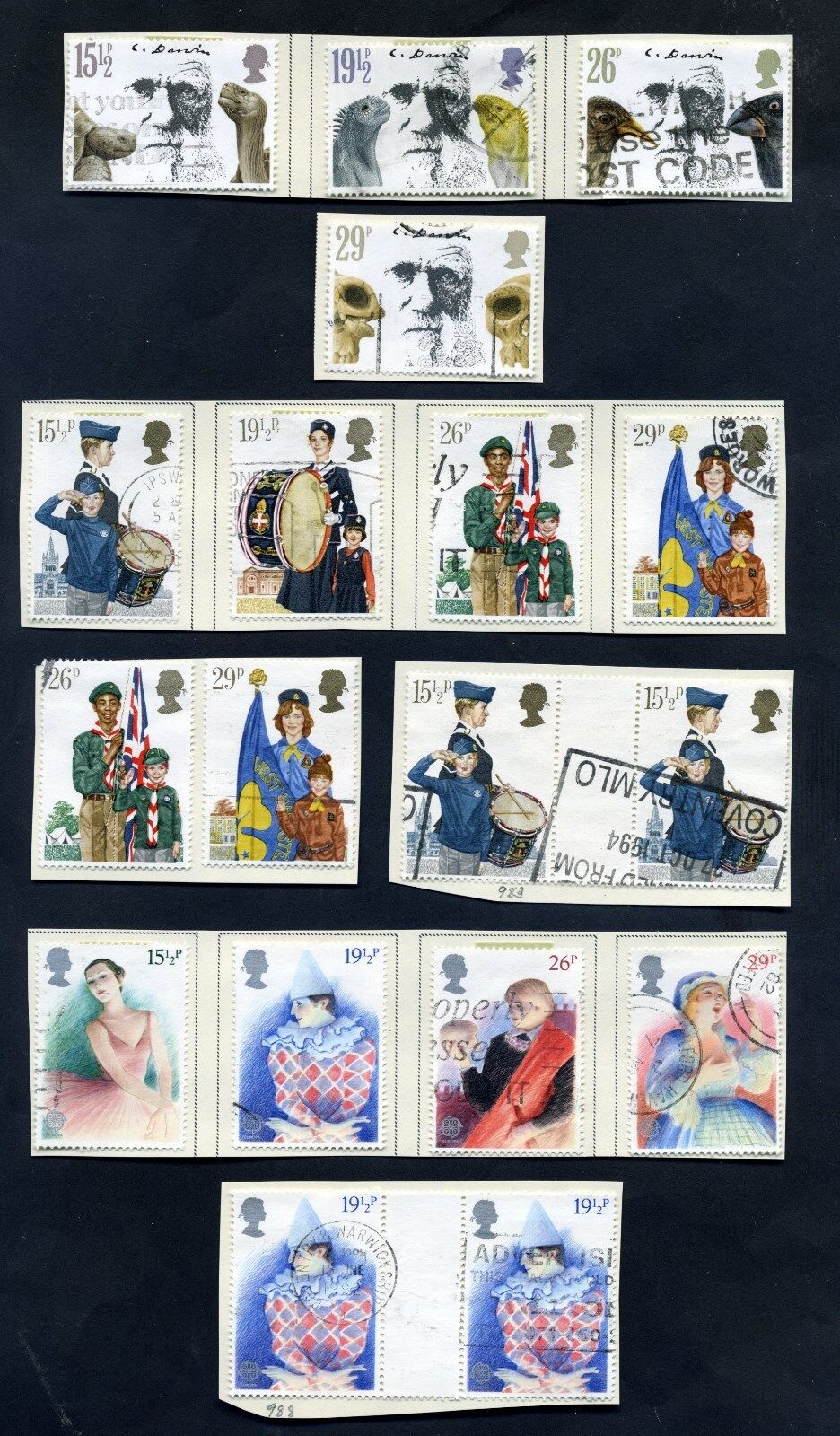 Lot of 40 stamps, UK, 1982 Scott 965-968, 983-1010, Eight Complete Sets Без бренда - фотография #2