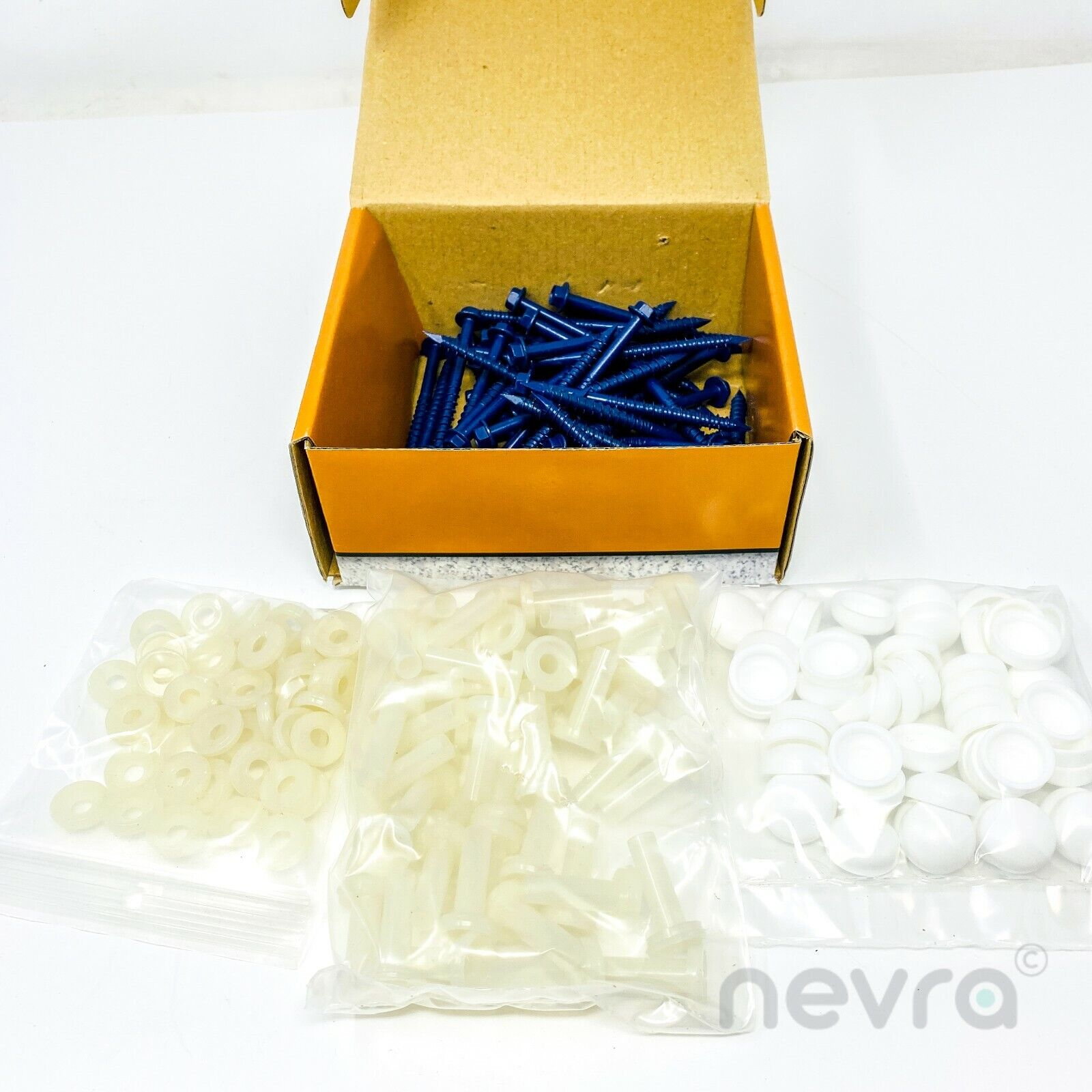 200 pcs Set Pro-Tect WHITE Blue-Tap Concrete Screws, Sleeves, Washers and Caps PRO-TECT Does Not Apply - фотография #6