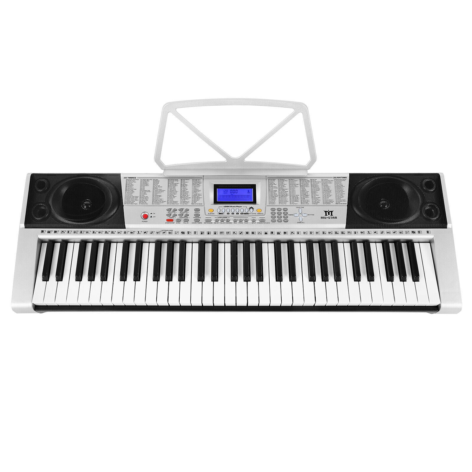 61Key Electronic Keyboard Piano Portable Digital Organ Lighted Key USB Headphone Mustar S6010400 - фотография #11