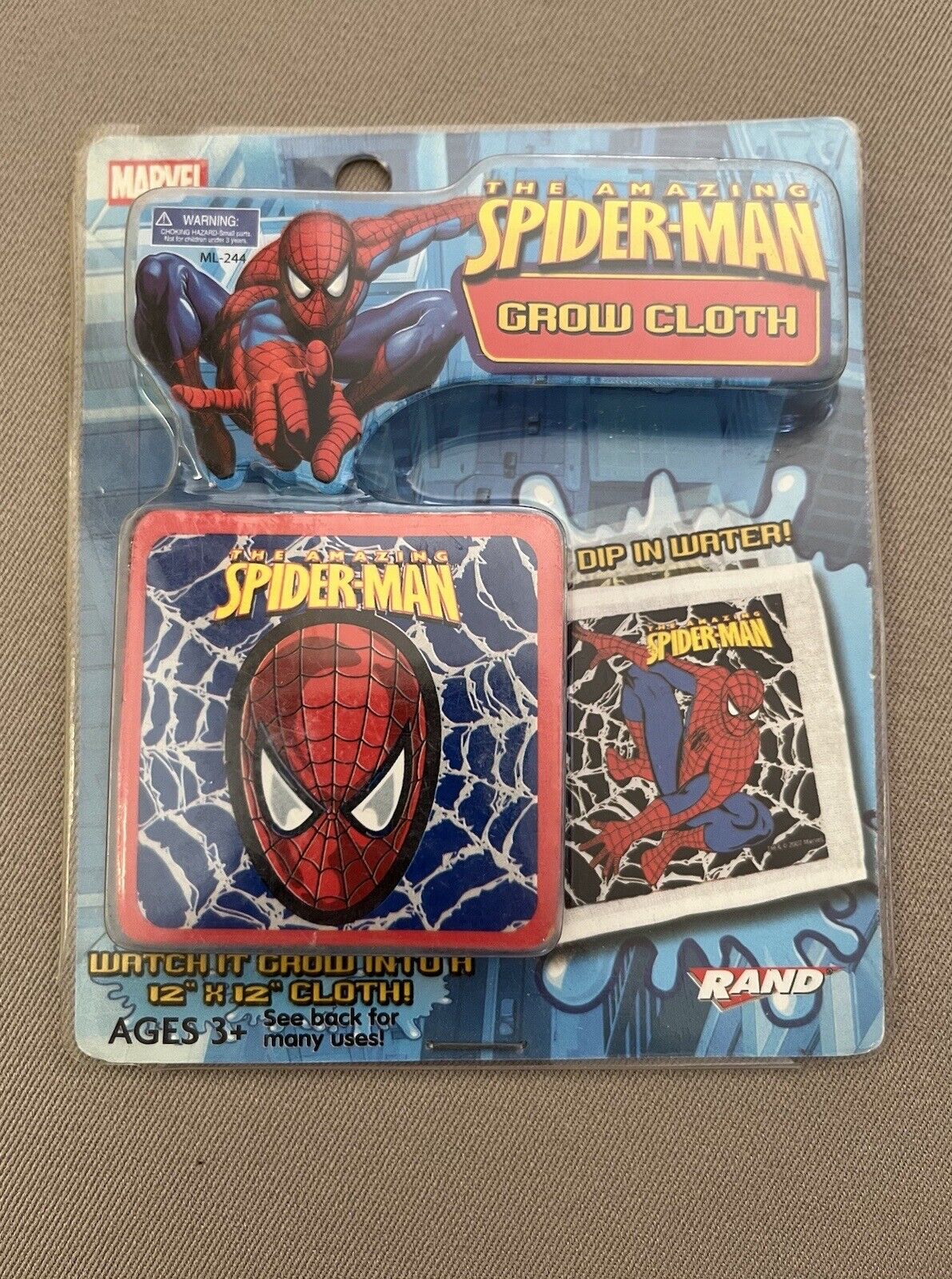 Marvel Spider-Man Grow Wash Cloth~Grows To 12” X 12”~For Ages 3+, New In Package Marvel Spider-Man - фотография #3