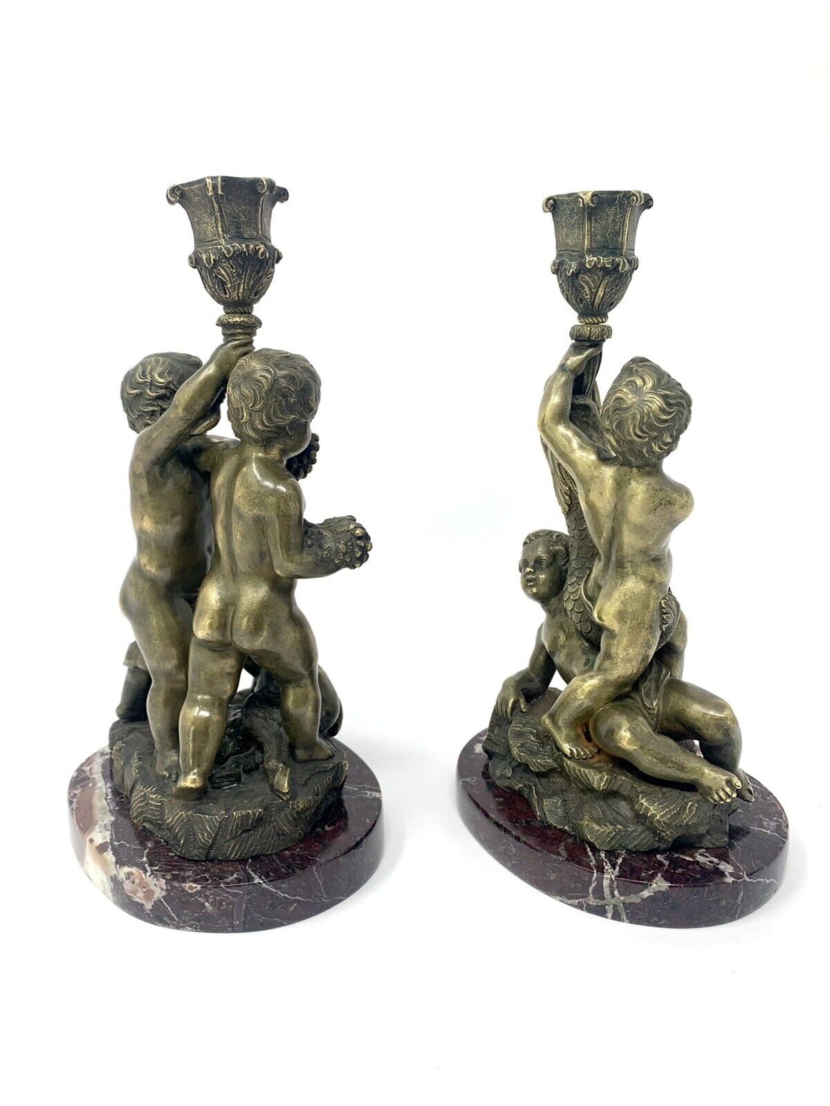 Unusual pair of antique Continental bronze figural candlesticks Без бренда - фотография #6
