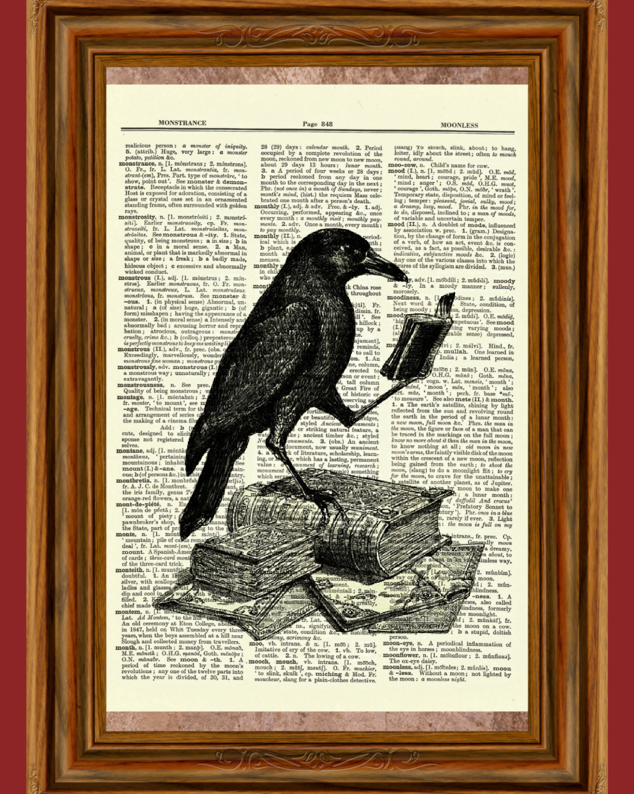 Edgar Allan Poe Vintage Dictionary Art Print Poster The Raven On Books Victorian Без бренда