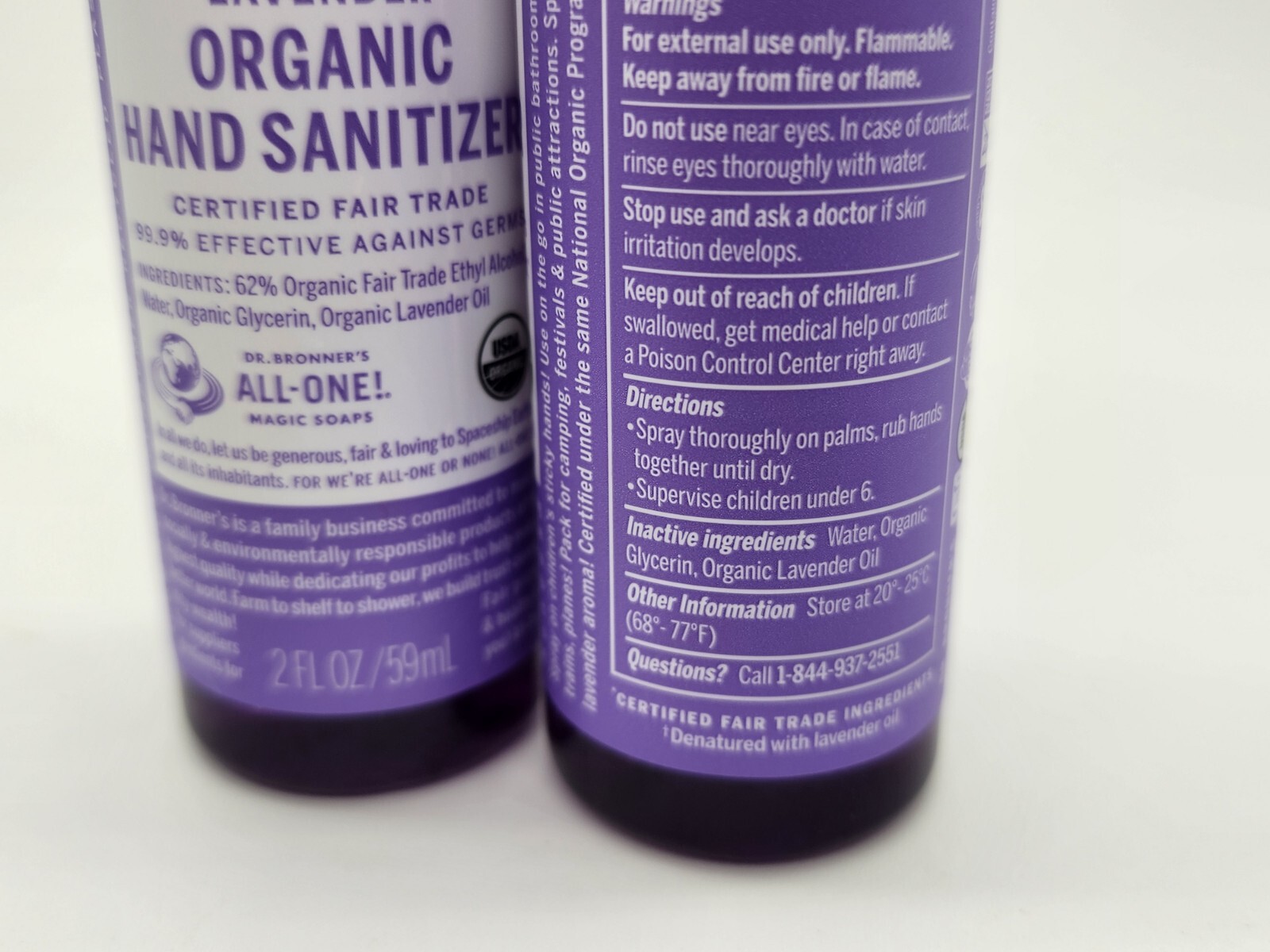 2-PACK - Bronner's Organic Lavender Hand Cleaning Spray Bottle 2 FL OZ EA Dr. Bronner's N/A - фотография #3