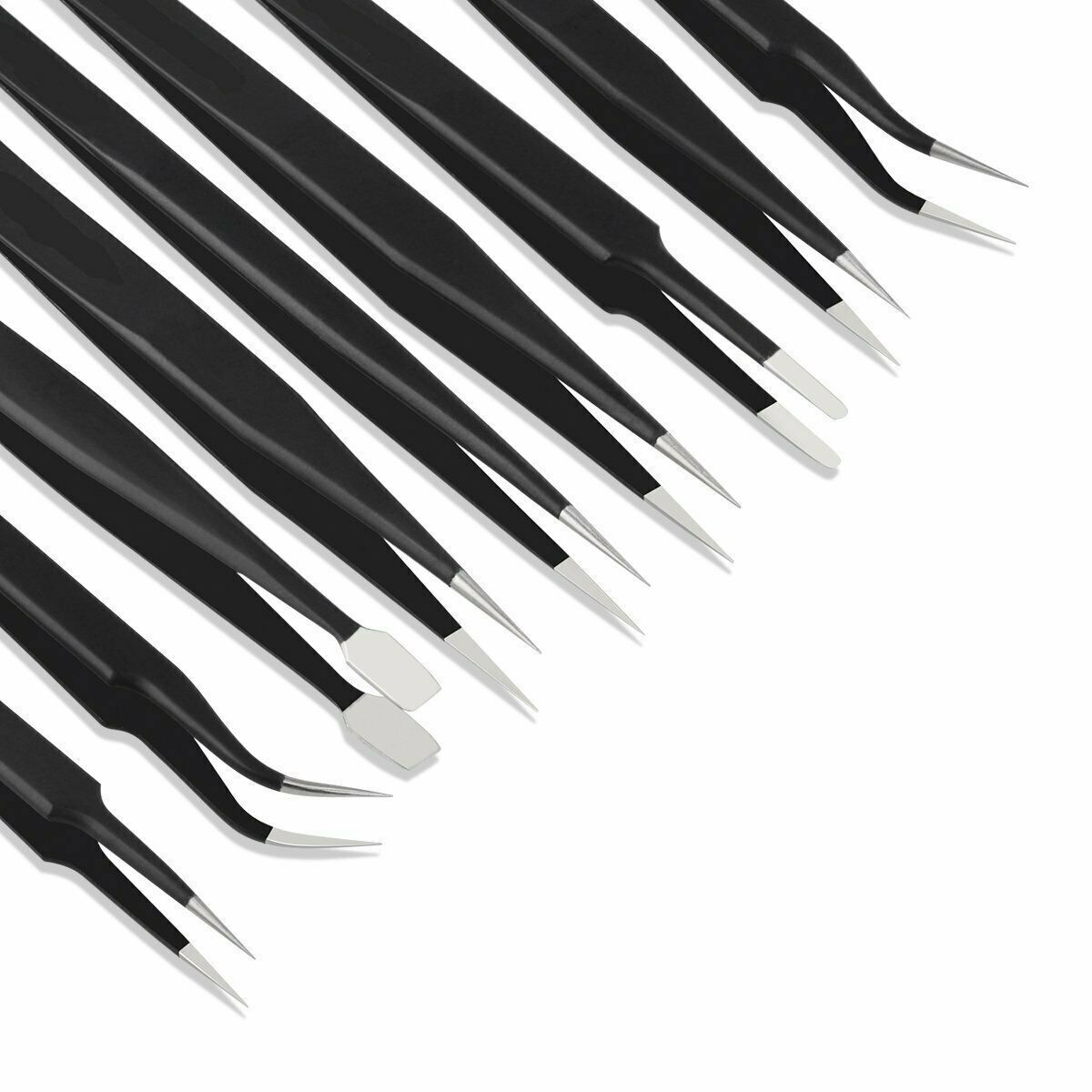 10pc ESD Tweezers Precision Set Stainless Steel For Electronics & Jewelry Repair Unbranded Does Not Apply - фотография #3