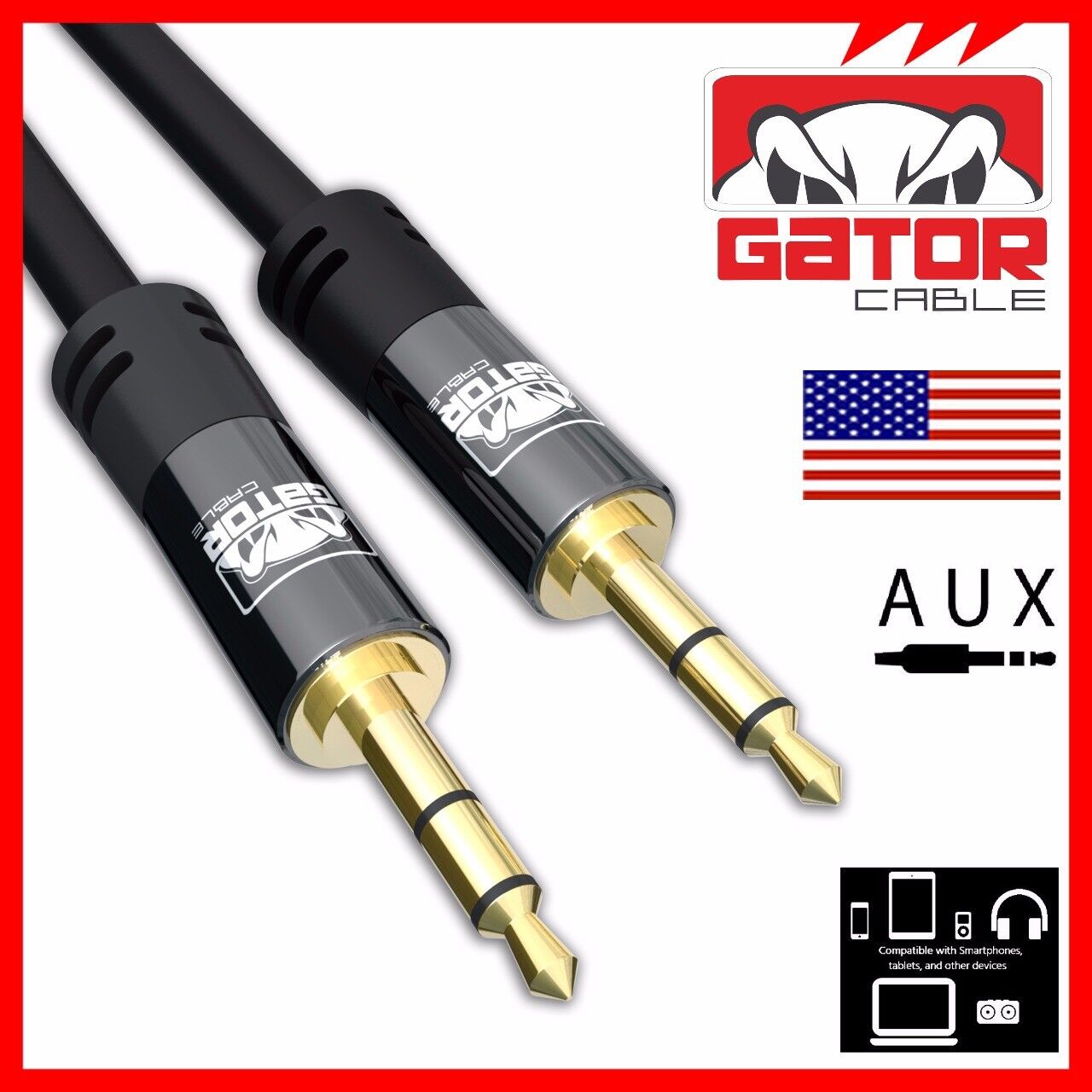 AUX 3.5mm Audio Cable Cord Male to Male For Phone iPhone Samsung LG Earphones Gator Cable AUX-3.5mm-Male-to-Male - фотография #5