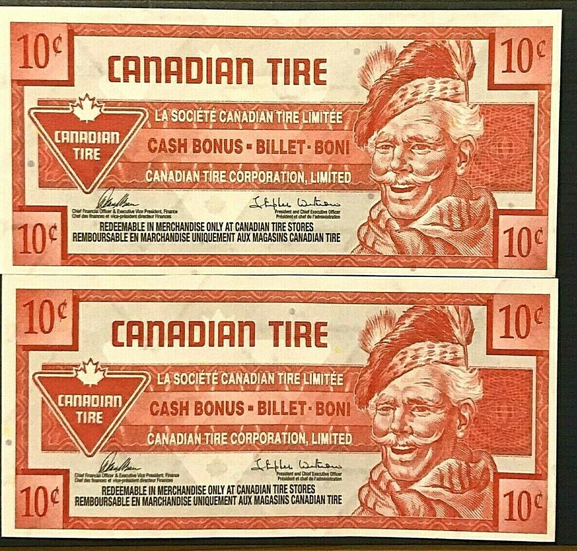 2017 10 Cent Canadian Tire Money - Consecutive Serial #'s - 0481049233 / 0481049 Без бренда - фотография #2