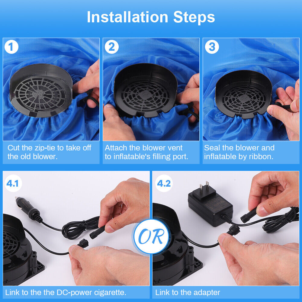Inflatable Air Blower Replacement, 12V/1A with Car Charger Adapter 3 LED Lights xiiw - фотография #6