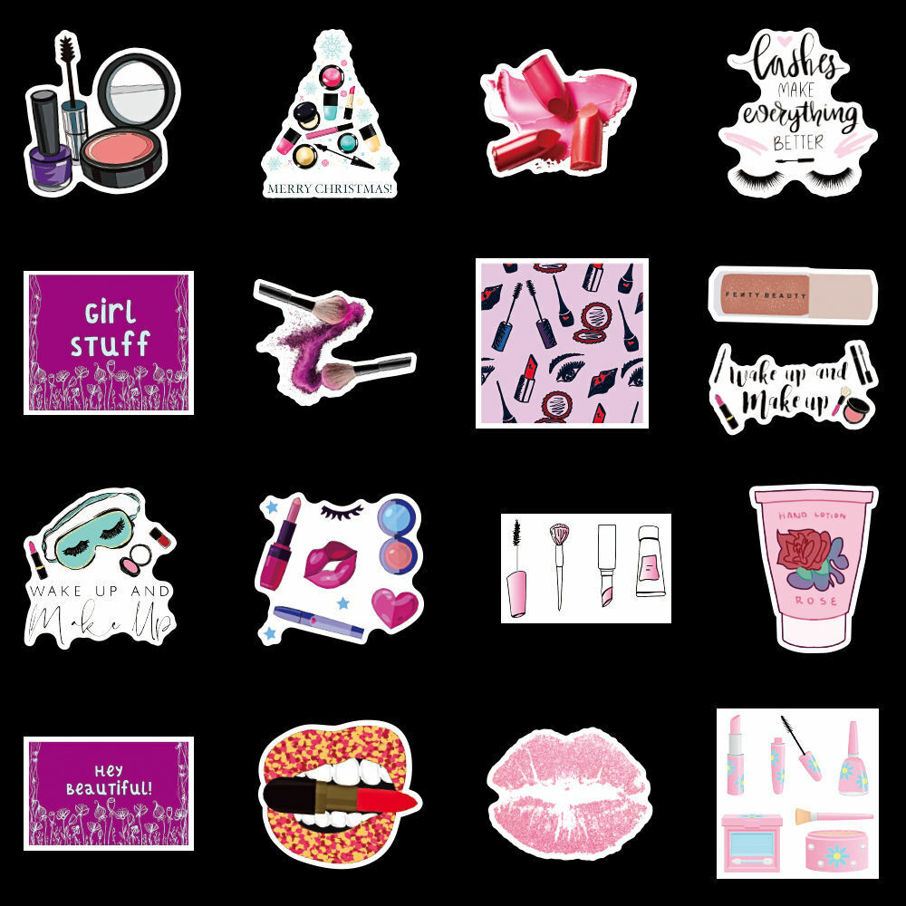 100pcs Makeup Cosmetics Stickers Cute Aesthetic Hydro Flask Laptop Girls Girlie Hyperealm - фотография #3