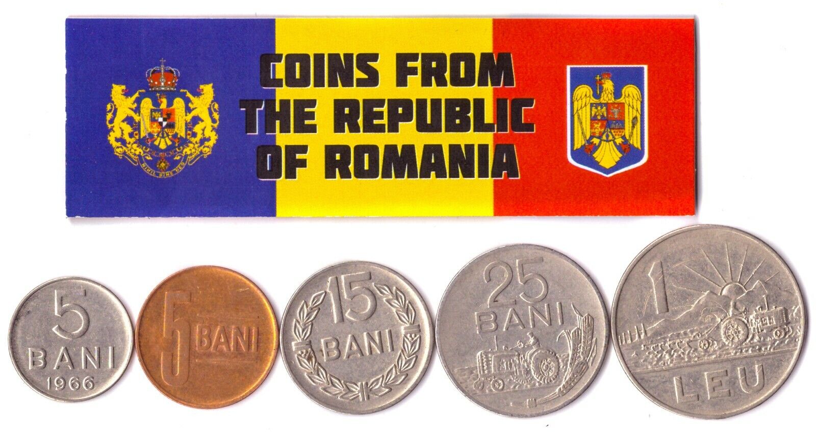5 Romanian Coins | Mixed Socialist Romanian Currency | Bani | Leu | Lei | Balkan Без бренда - фотография #2