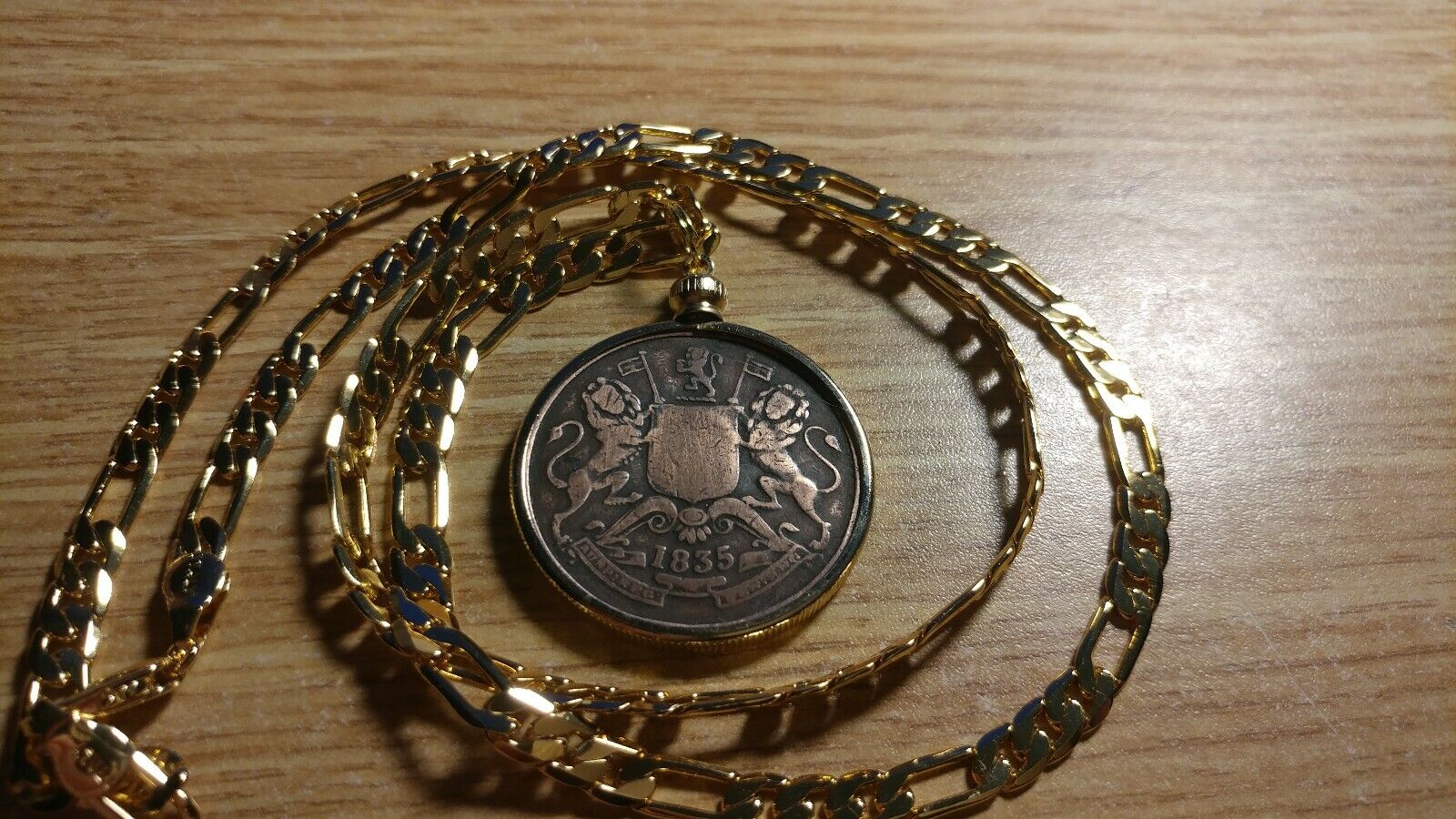 1835 East India Company Half Anna 31mm Pendant 18kgf 24" Gold filled 5mm chain Everymagicalday - фотография #4