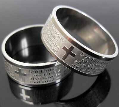 30pcs Etched Lord's Prayer Stainless Steel Ring  Men Jesus Religious Jewelry Unbranded - фотография #2