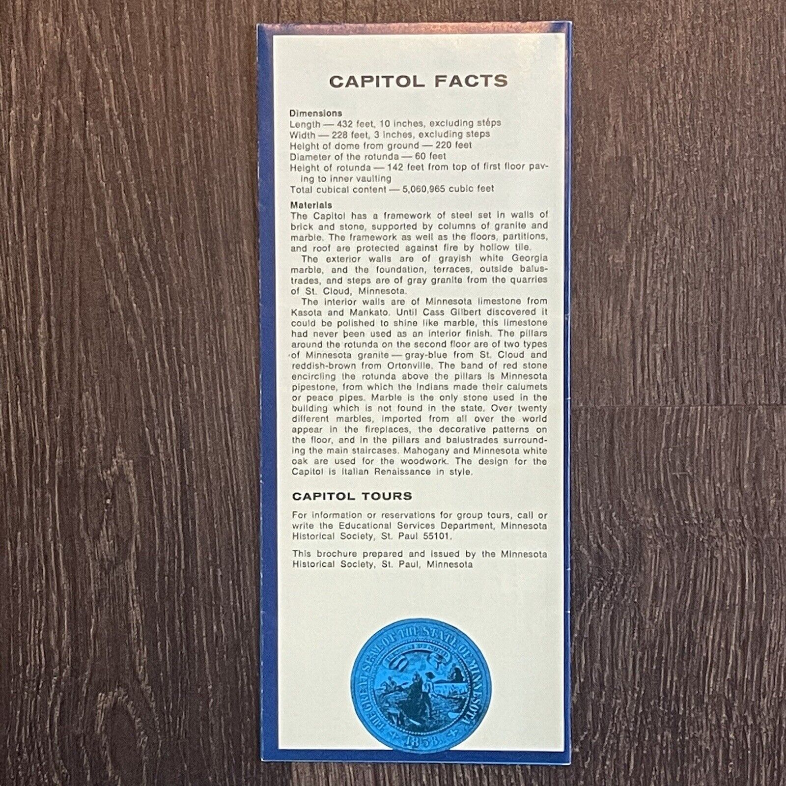 Minnesota State Capitol Brochure pamphlet Travel Tourist Souvenir VTG Без бренда - фотография #2
