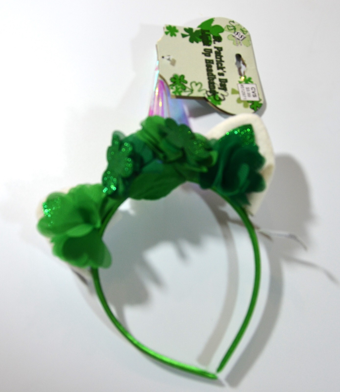 3 Pc Set St Patricks Day Blinking Glasses Light Up Necklace And Unicorn Headband Small Seasons - фотография #3