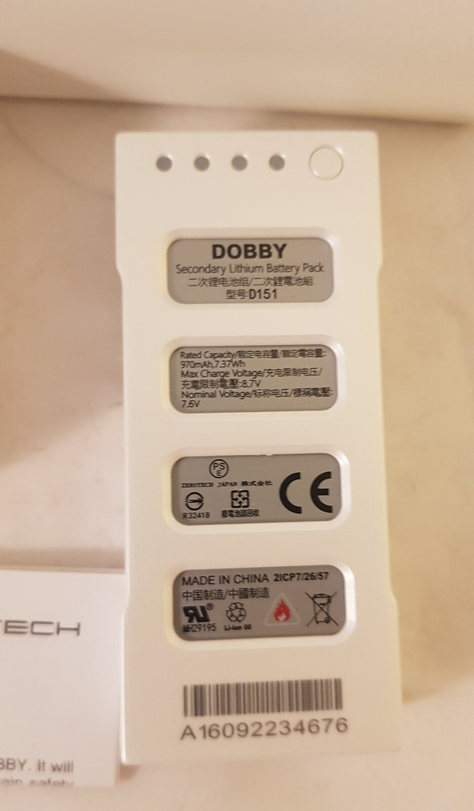 LOT 3! OEM Zerotech Dobby Pocket Selfie Drone Battery Pack D151 7.6V Original ZEROTECH D151 - фотография #4