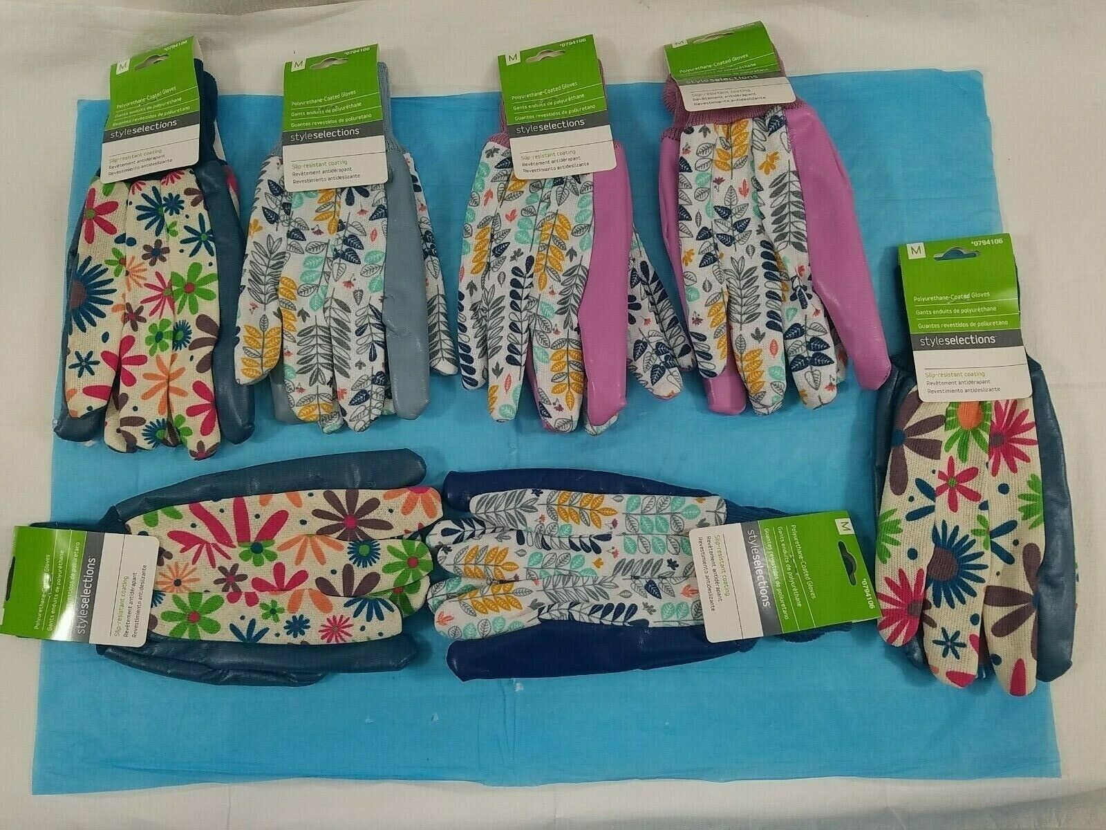 Womens Medium 0794106 Poly/Cotton Garden Gloves-Lot of 7 Style Selections 0794106