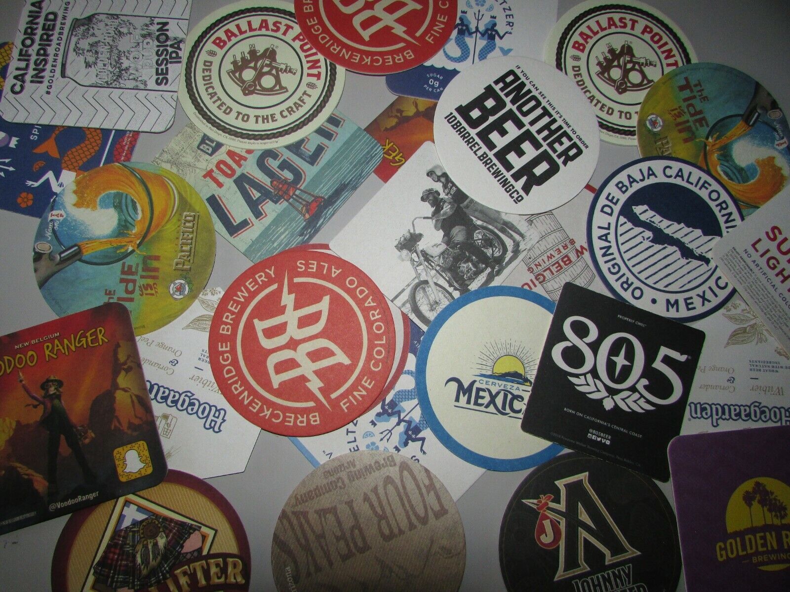 25 Beer Bar Coasters 805 Voodoo Ballast Point Elysian Pacifico Blue Point lot a Budweiser