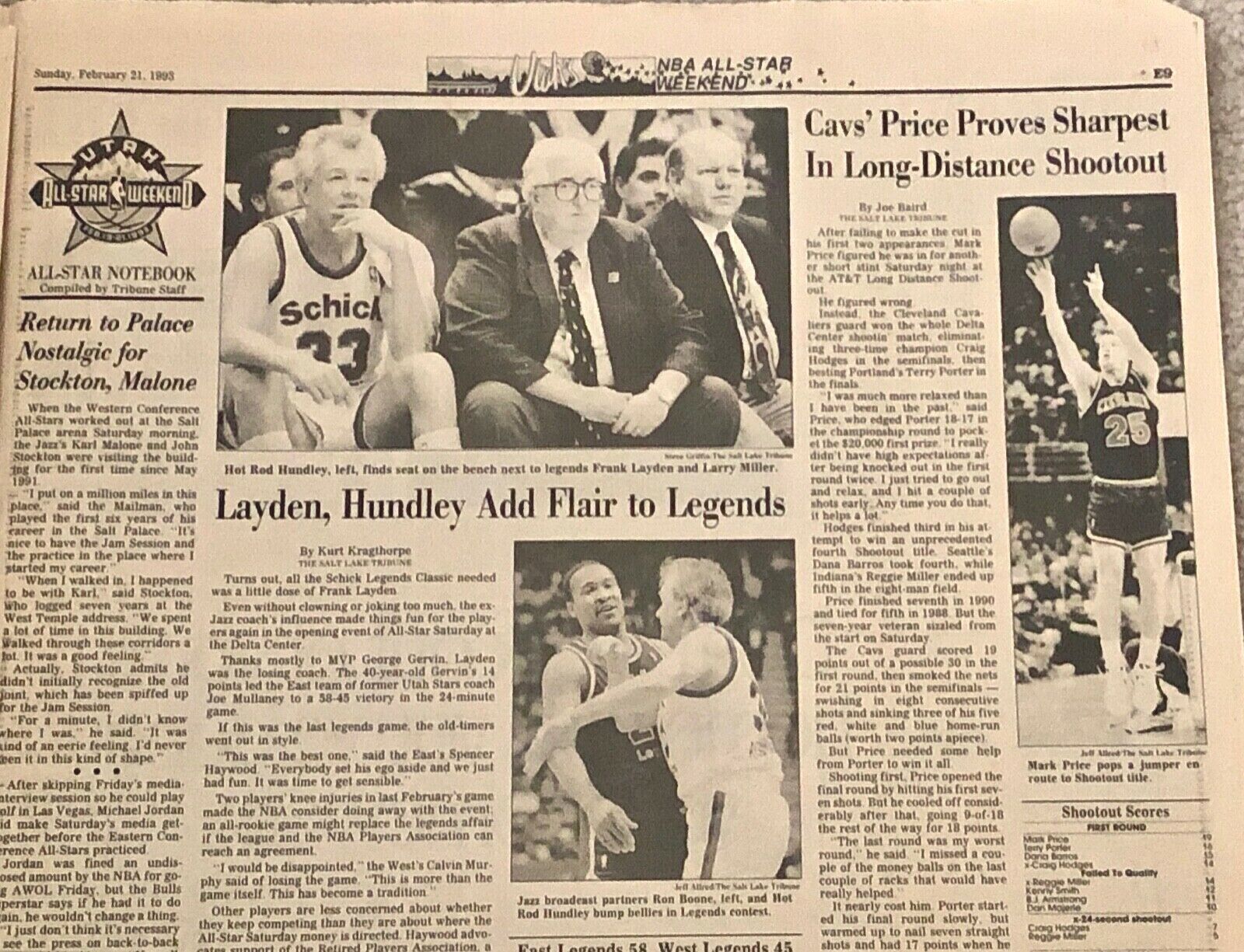 HAROLD MINER "BABY JORDAN" WINS 1993 NBA SLAM DUNK TITLE- UTAH NEWSPAPERS (2) Deseret News + Salt Lake Tribune - фотография #9