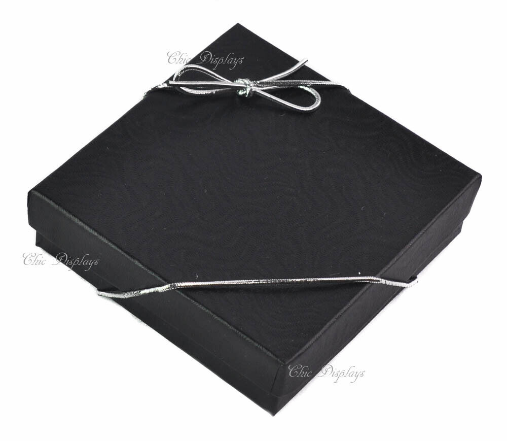 100pc Black Cotton Filled Jewelry Boxes Black Gift Boxes Bracelet Box +FREE Bows Unbranded - фотография #4