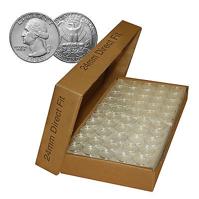 A24 24MM Direct Fit Airtight Coin Holders Capsules for QUARTER (QTY: 25) w/ BOX USA