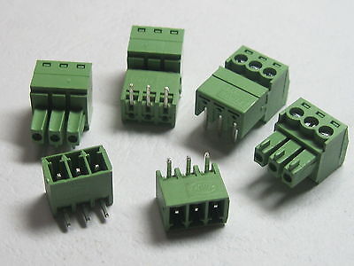 20 pcs Angle 90° 3 pin 3.5mm Screw Terminal Block Connector Pluggable Type Green CY Does not apply