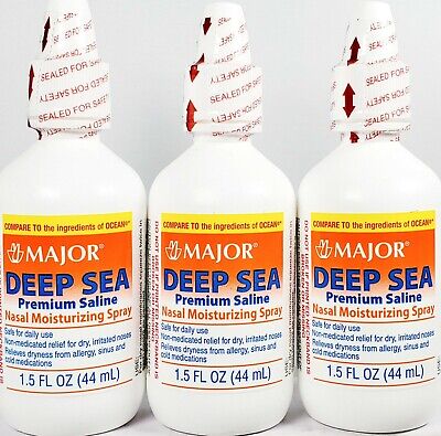Major Deep Sea Nasal Saline Spray 1.5oz (Compare to Ocean Nasal Spray) - 3 Pack Major