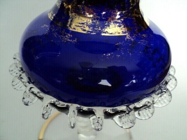 2 Bohemian Czech Cobalt Blue Gold Crystal 10 3/8"h Riggerie & Gold Vases Egermann - фотография #8