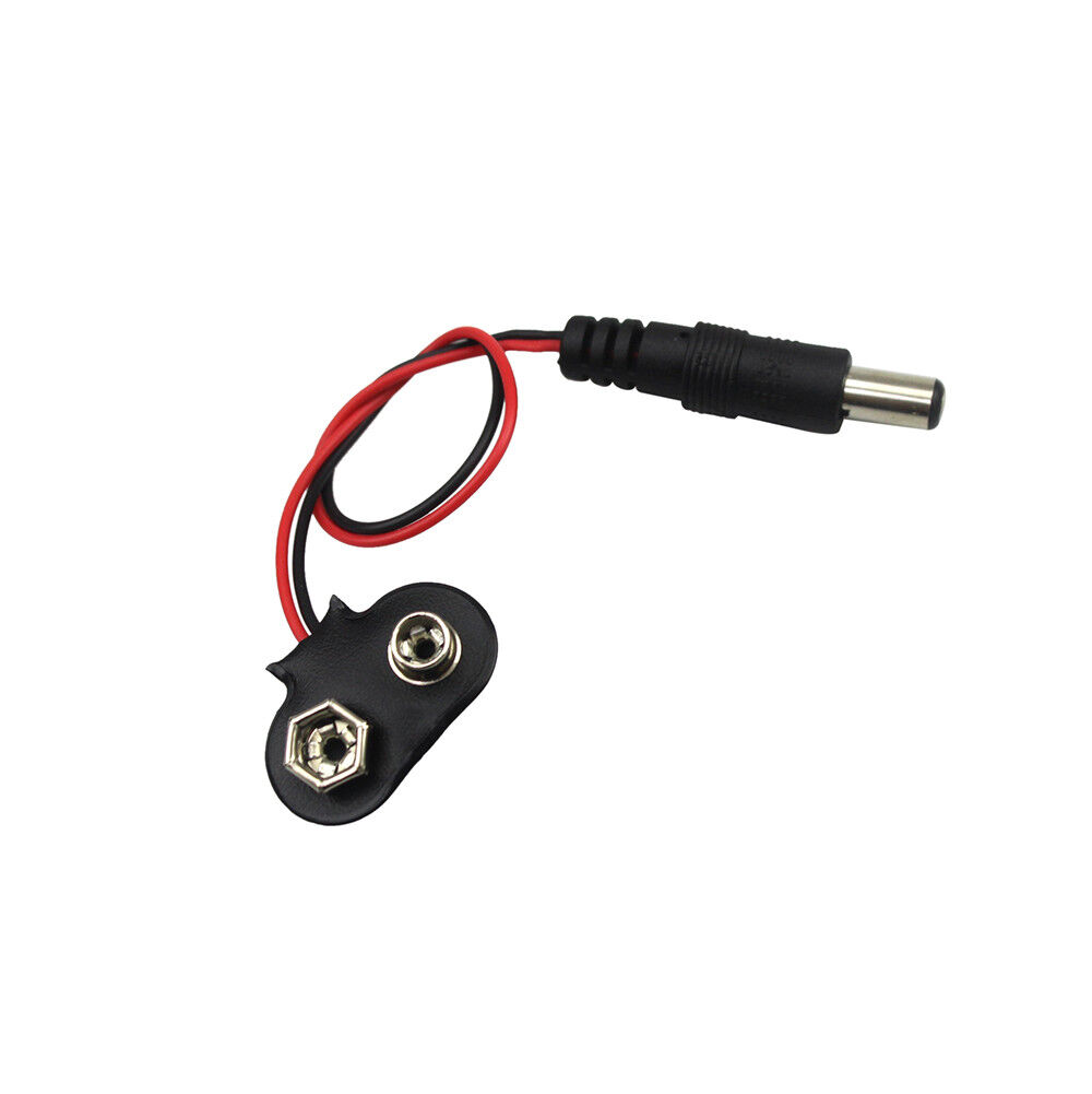 2 Pcs 2.1 x 5.5mm Male DC Power Plug to 9V Battery Clip Adapter Cable Center + Envistia/Generic 2.1 x 5.5mm DC Power Plug to 9V - фотография #2