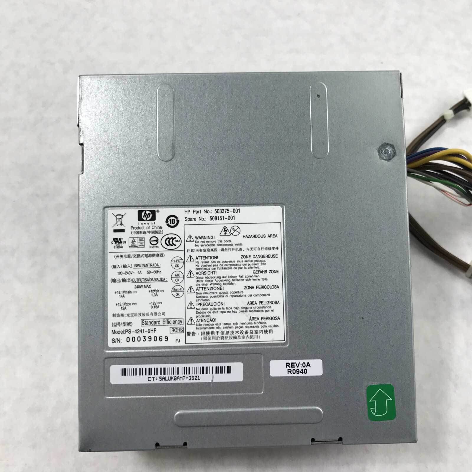 (Lot of 3) HP 503375-001 240W 240V 60Hz Power Supply HP 503375-001 - фотография #5