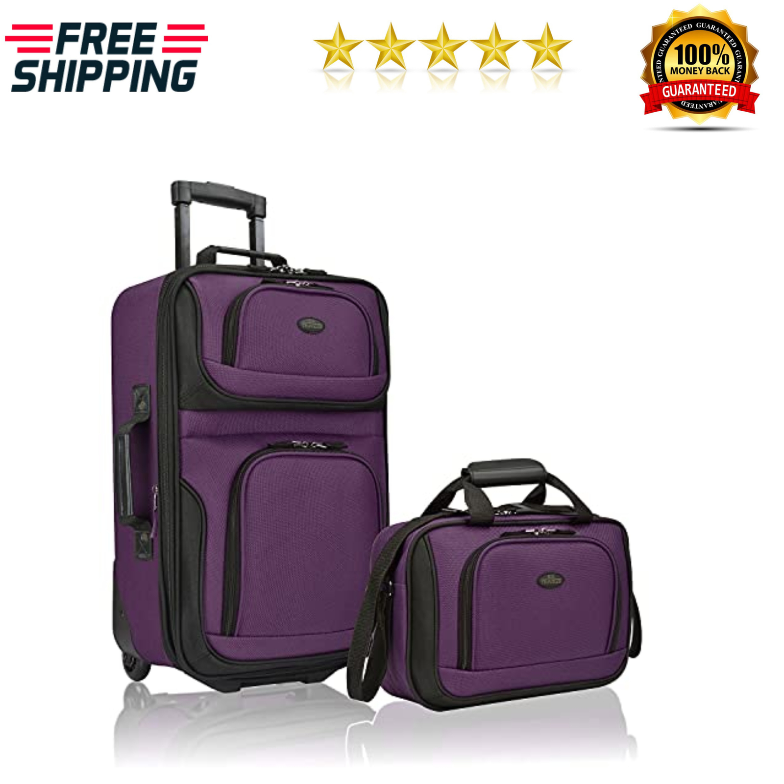 U.S. Traveler 2 Piece Expandable Softside Luggage Set 21" Carry On Tote Bag U.S. Traveler Does not apply