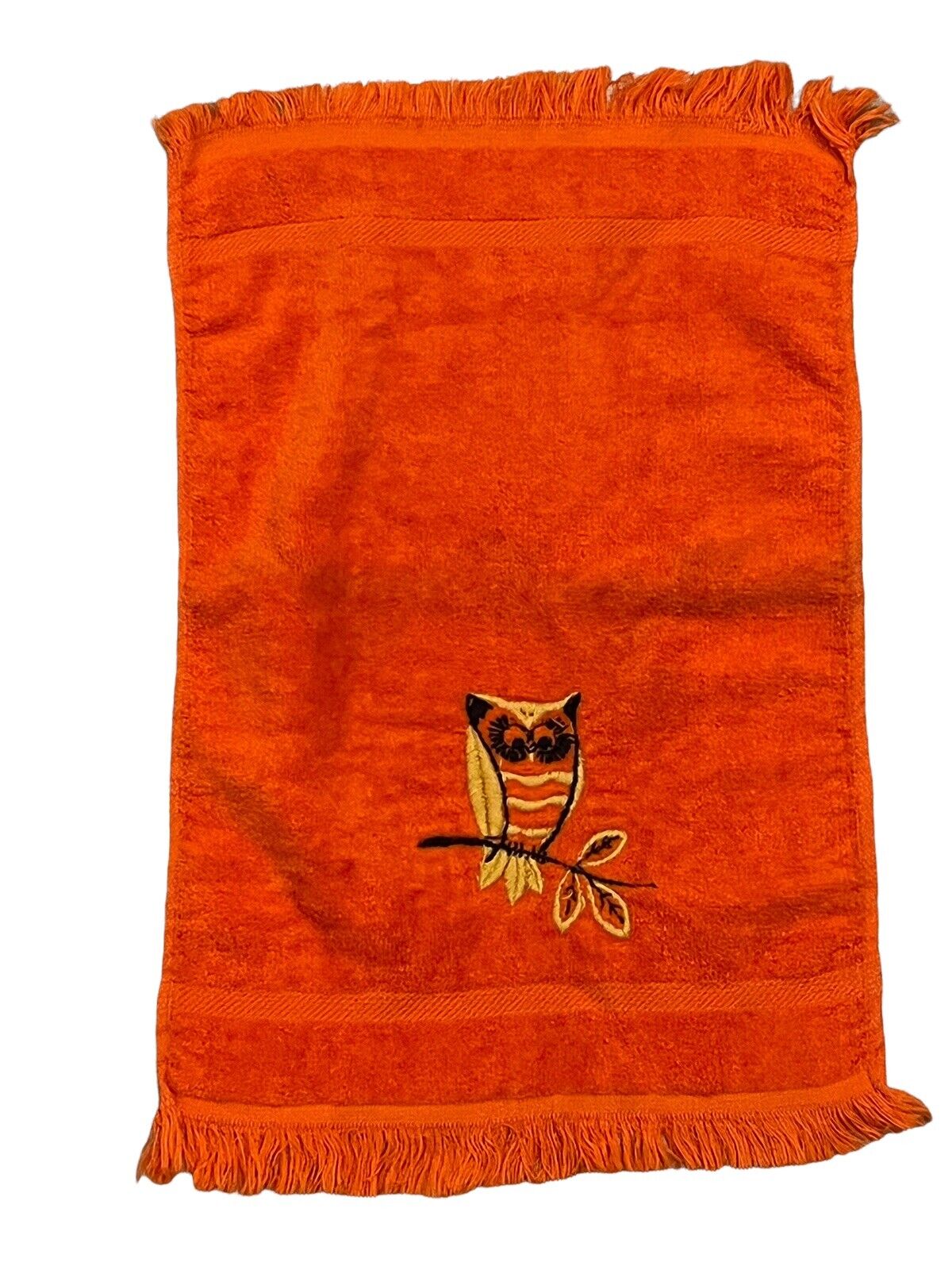 Set 4 Vintage Mid Century Orange OWL Cotton Hand Fingertip Towels SAYCO 11"x18" Без бренда - фотография #6