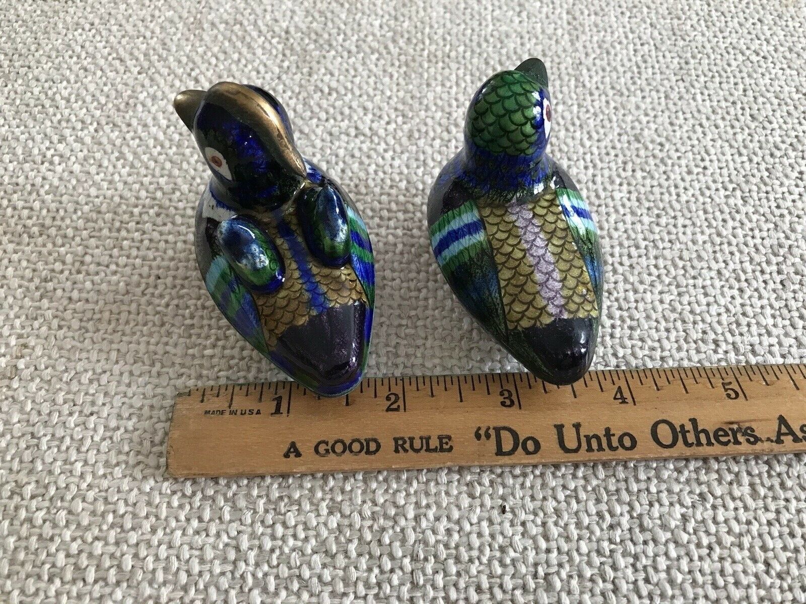 PAIR OF CLOISONNE ENAMEL DUCK TRINKET BOXES With Blue Interiors - China Без бренда - фотография #2