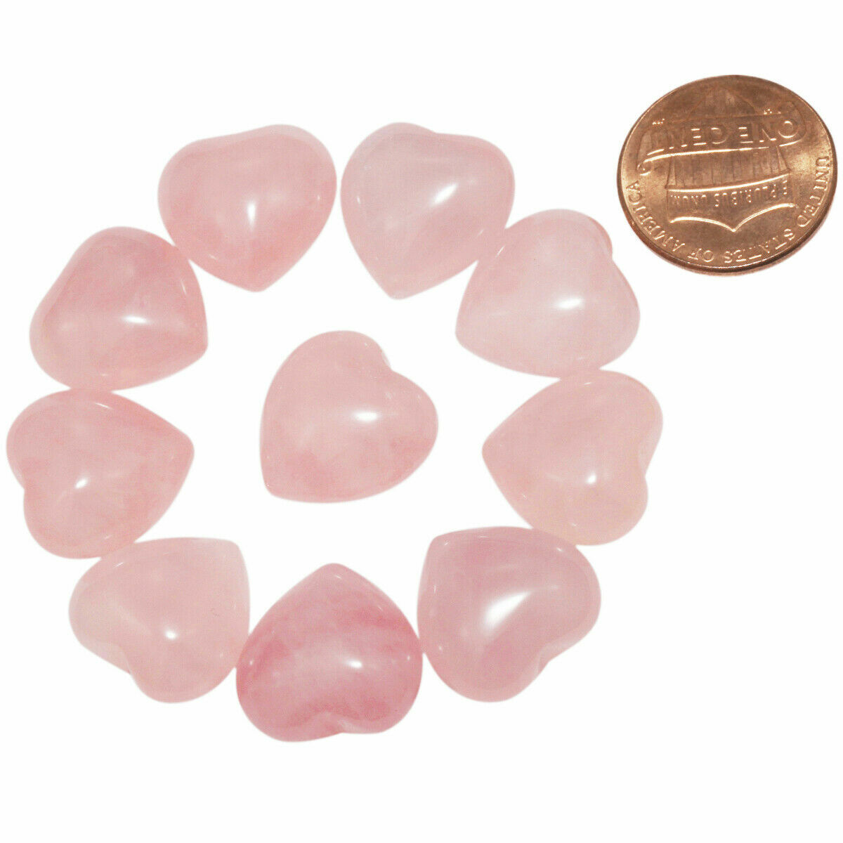 10Pcs Natural Rose Quartz Pocket Palm Worry Stones Puff Heart Healing Crystal Unbranded Does not apply - фотография #4