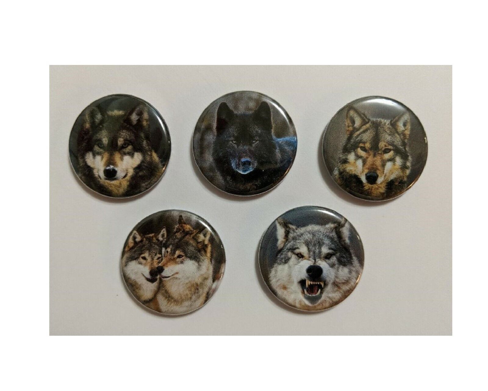 Lot of 5 1.25" Pinback Buttons Wolves (Pins Approx. 32mm)  Без бренда