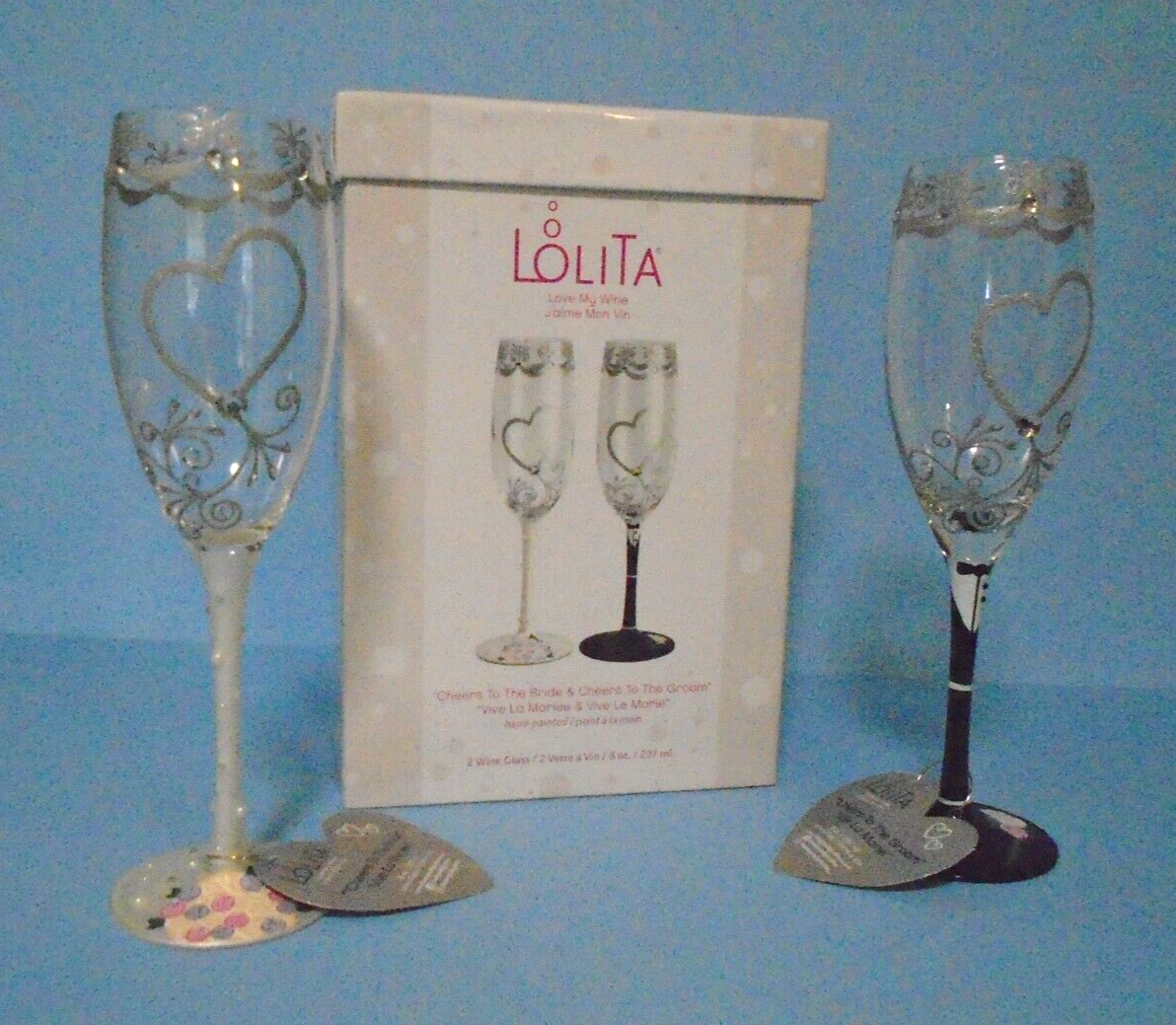 Lolita Cheers To The Bride and Groom Wedding Toasting Champagne Flute Set BNIB Lolita 6007478