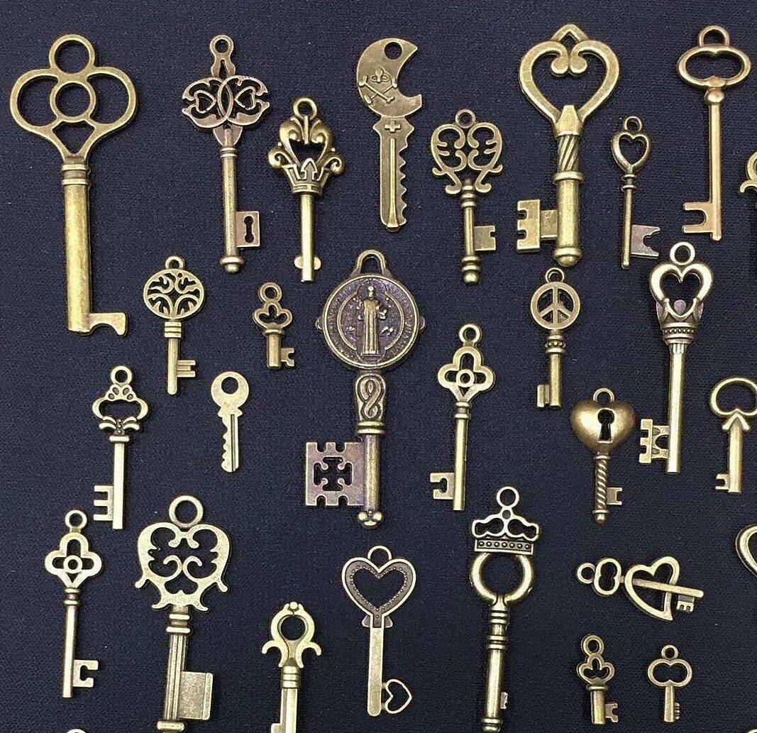 125PC Keys Antique Vintage Old Look Bronze Skeleton Keys Fancy Heart Bow Pendant Без бренда Does Not Apply - фотография #3
