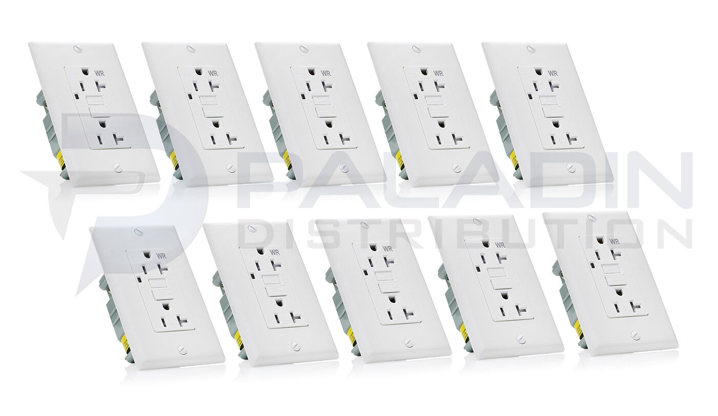 (10 Pack) 20A GFCI Outlet UL Listed - Weather / Tamper Resistant WR TR - White 3-Grace TRWR-20-10PK
