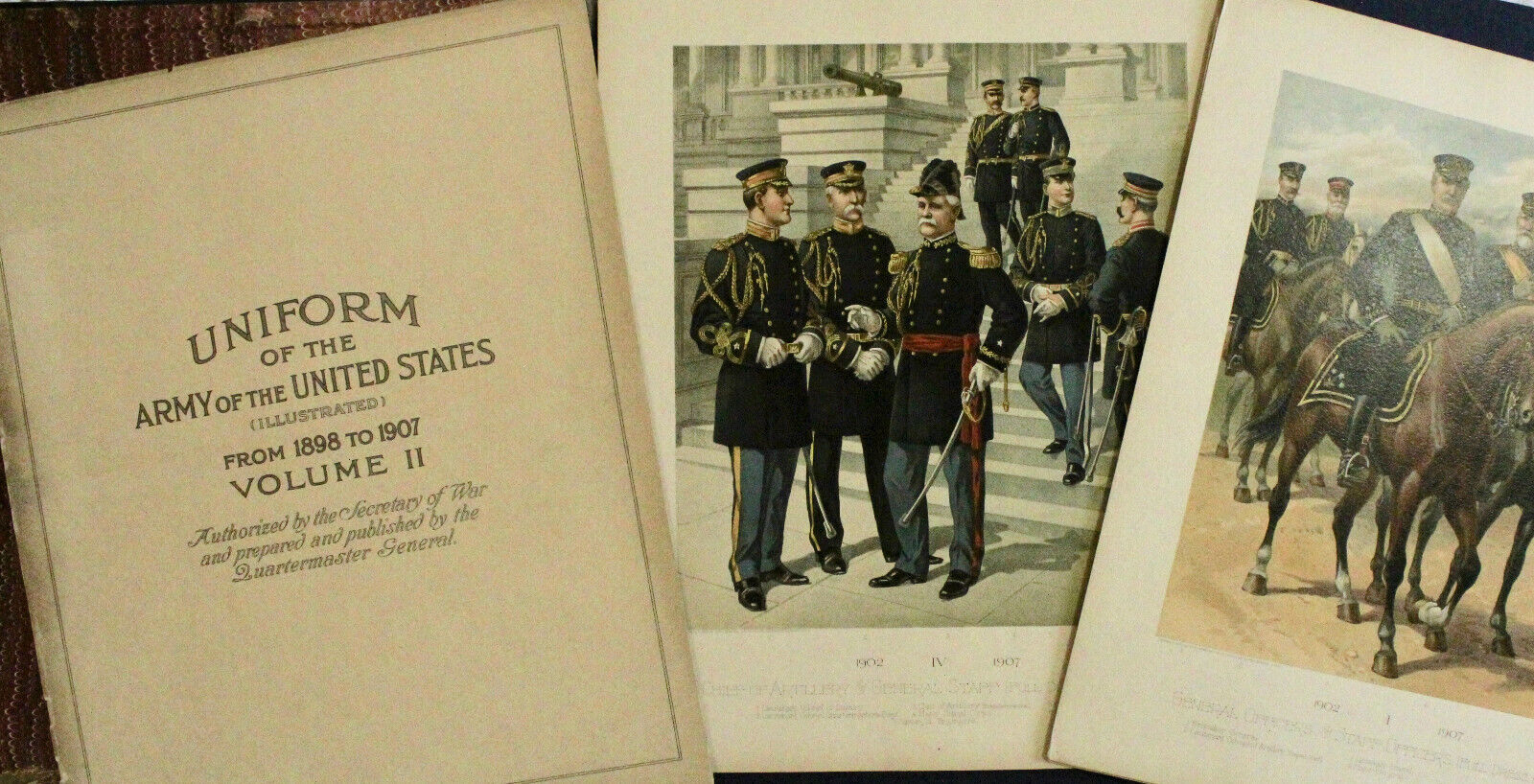 17 Antique Military Prints from "Uniform of the Army of the U.S." 1889-1907 Без бренда