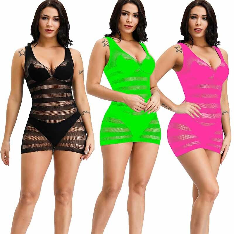 Sexy Women's Sleeveless Fishnet Bodycon Mini Dress Babydoll See Through Clubwear Unbranded