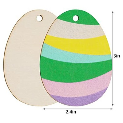  50 Pieces Wooden Cutout Easter Egg Ornaments Egg Wood DIY Crafts 3 inch Does not apply Does Not Apply - фотография #3