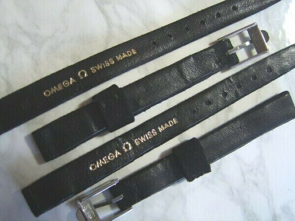 AUTHENTIC LOT/2 PCS 9MM OMEGA BLACK SUEDE LADIES BAND + SS SIGNED BUCKLE   #6529 Omega Does Not Apply - фотография #2