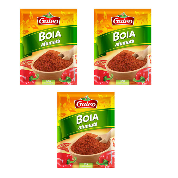 Romanian sweet paprika from smoked peppers GALEO, boia afumata dulce 3x15g Galeo
