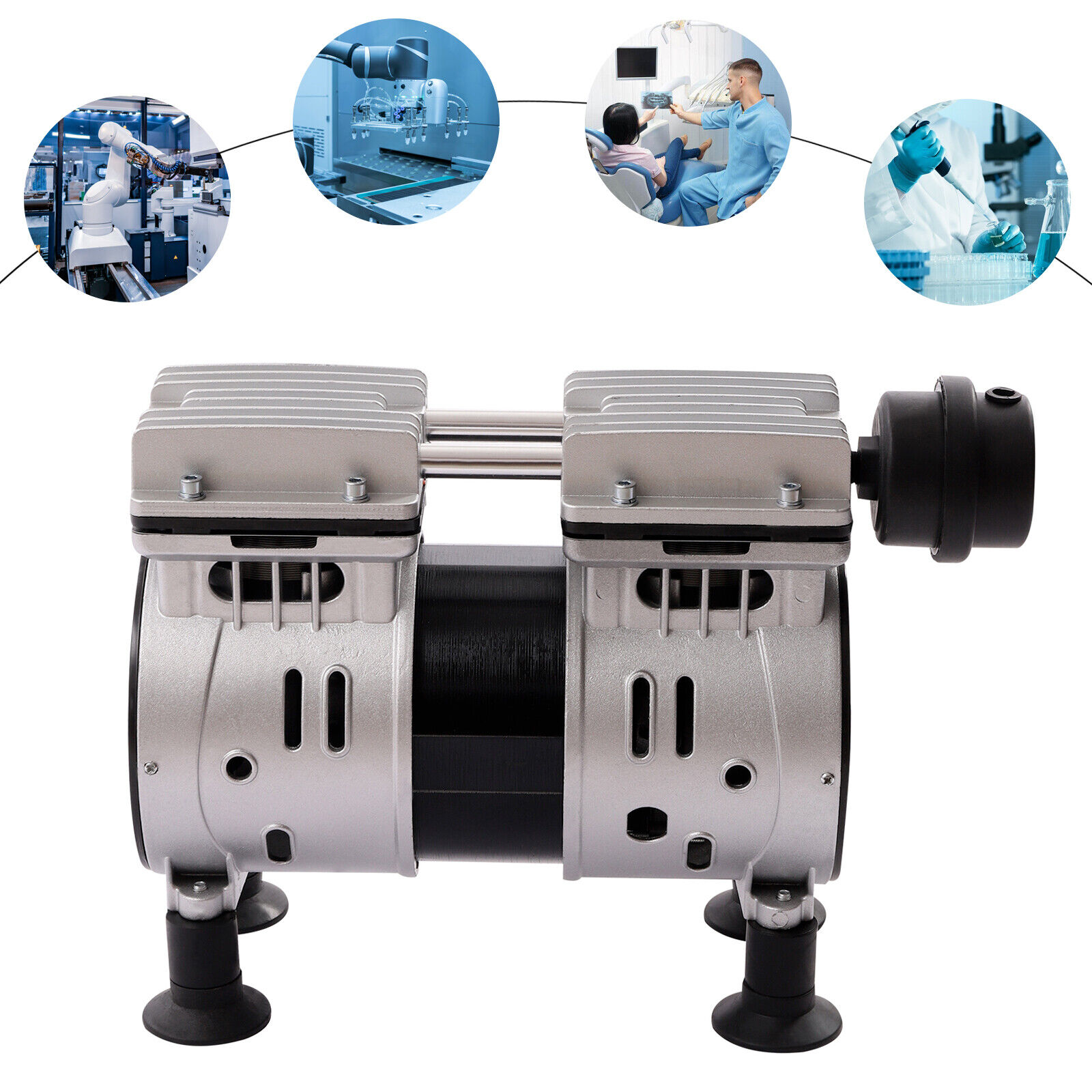 550W Oilless Diaphragm Vacuum Pump Industrial Oil Free Vacuum Pump 2 Cylinders Unbranded Does not apply