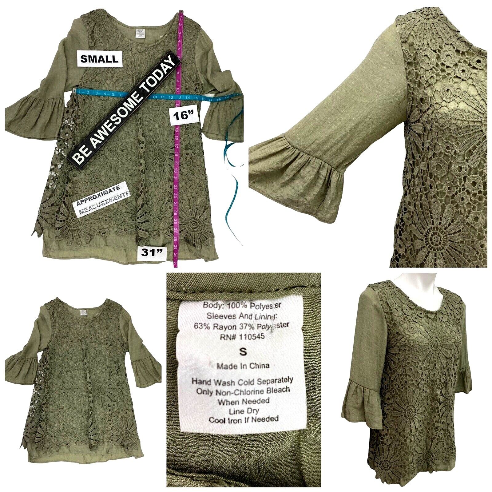 Lot of 3 Womens Top Anorak Jacket by Hinge Size Small Casual Lace Green Pullover hinge - фотография #3