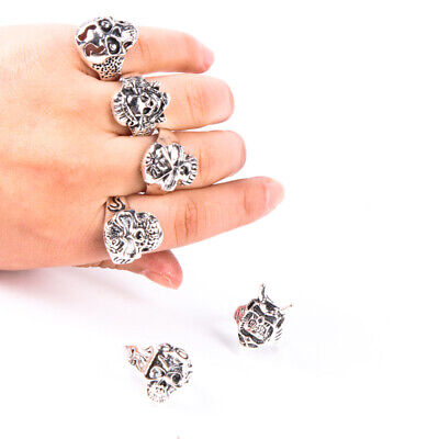Wholesale 20pcs Lots Gothic Punk Skull Antique Silver Rings Mixed Style Jewelry Antique - фотография #3