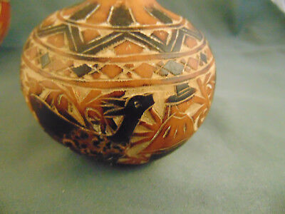3 carved gourds cut dyed native birds fish birdhouse rattle decorative art craft Unbranded - фотография #5