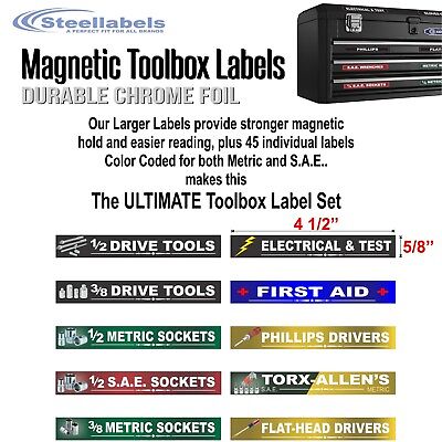 Ultimate Magnetic Tool Box Labels (Green) to fit all tool storage cabinets SteelLabels.com UMAGG001 - фотография #3