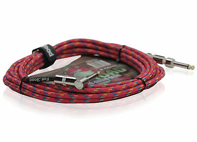 Guitar Cable Right Angle 20FT Tweed Cloth Woven Braided Cord 1/4 Instrument Wire Fat Toad U-AP2303-32-TC-20 (4) - фотография #3